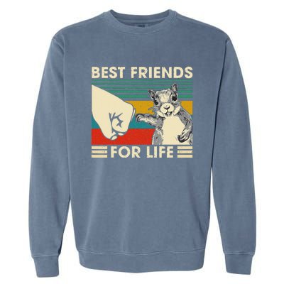 Retro Vintage Squirrel Best Friend For Life Fist Bump Garment-Dyed Sweatshirt