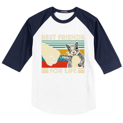 Retro Vintage Squirrel Best Friend For Life Fist Bump Baseball Sleeve Shirt