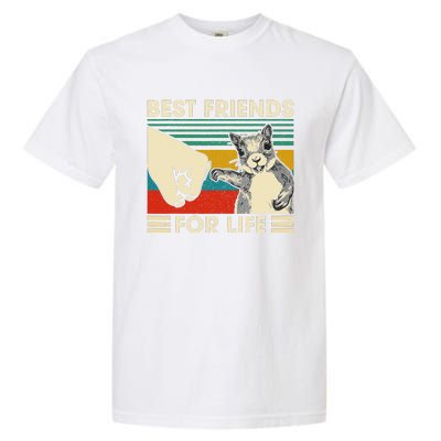 Retro Vintage Squirrel Best Friend For Life Fist Bump Garment-Dyed Heavyweight T-Shirt