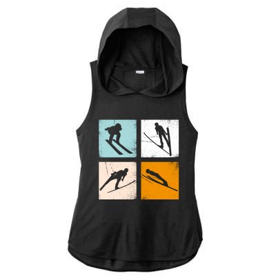 Retro Vintage Ski Jumping Clothes Ski Jump Fans Lovers Gift Ladies PosiCharge Tri-Blend Wicking Draft Hoodie Tank