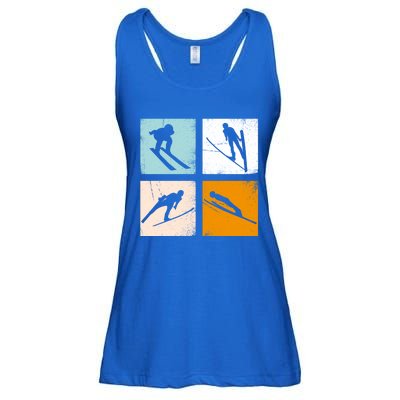 Retro Vintage Ski Jumping Clothes Ski Jump Fans Lovers Gift Ladies Essential Flowy Tank