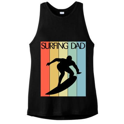 Retro Vintage Surfing Dad Coach Fathers Day Surfing Cool Gift Ladies PosiCharge Tri-Blend Wicking Tank