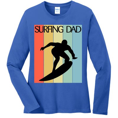 Retro Vintage Surfing Dad Coach Fathers Day Surfing Cool Gift Ladies Long Sleeve Shirt