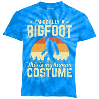 Retro Vintage Silhouette Bigfoot Halloween 70s Costume Gift Kids Tie-Dye T-Shirt