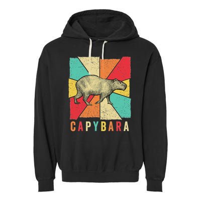 Retro Vintage Style Capybara Design Capybara Garment-Dyed Fleece Hoodie