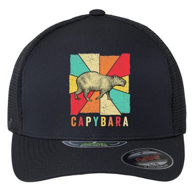 Retro Vintage Style Capybara Design Capybara Flexfit Unipanel Trucker Cap