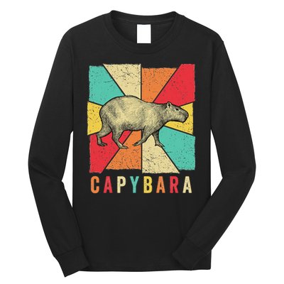 Retro Vintage Style Capybara Design Capybara Long Sleeve Shirt