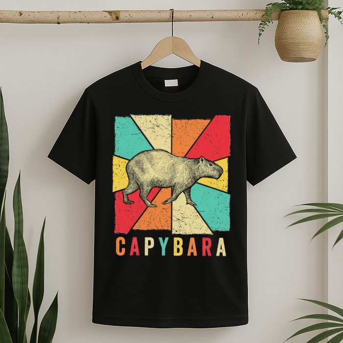 Retro Vintage Style Capybara Design Capybara T-Shirt