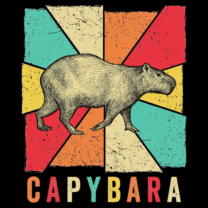 Retro Vintage Style Capybara Design Capybara T-Shirt