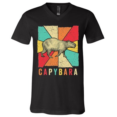 Retro Vintage Style Capybara Design Capybara V-Neck T-Shirt