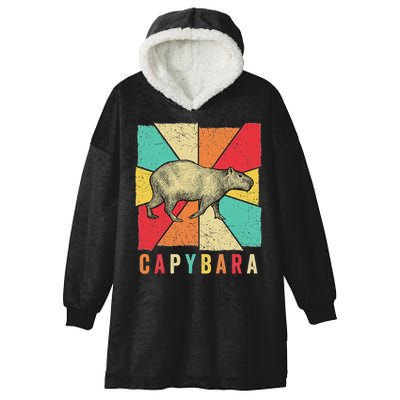 Retro Vintage Style Capybara Design Capybara Hooded Wearable Blanket