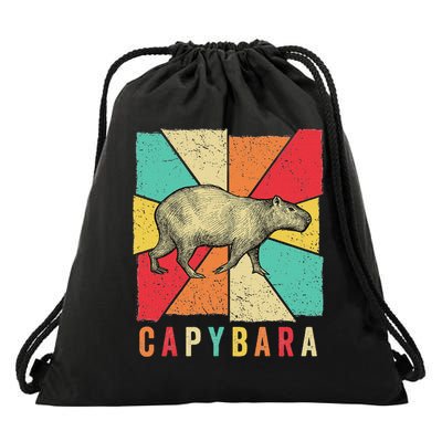Retro Vintage Style Capybara Design Capybara Drawstring Bag