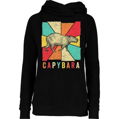 Retro Vintage Style Capybara Design Capybara Womens Funnel Neck Pullover Hood