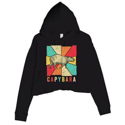 Retro Vintage Style Capybara Design Capybara Crop Fleece Hoodie