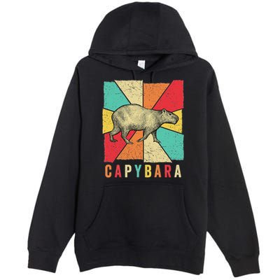 Retro Vintage Style Capybara Design Capybara Premium Pullover Hoodie