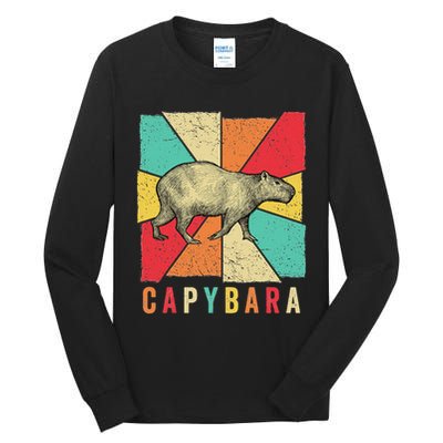 Retro Vintage Style Capybara Design Capybara Tall Long Sleeve T-Shirt