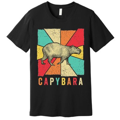 Retro Vintage Style Capybara Design Capybara Premium T-Shirt