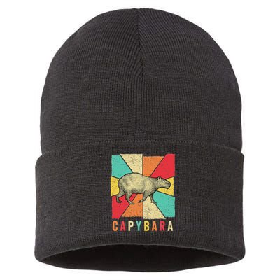 Retro Vintage Style Capybara Design Capybara Sustainable Knit Beanie