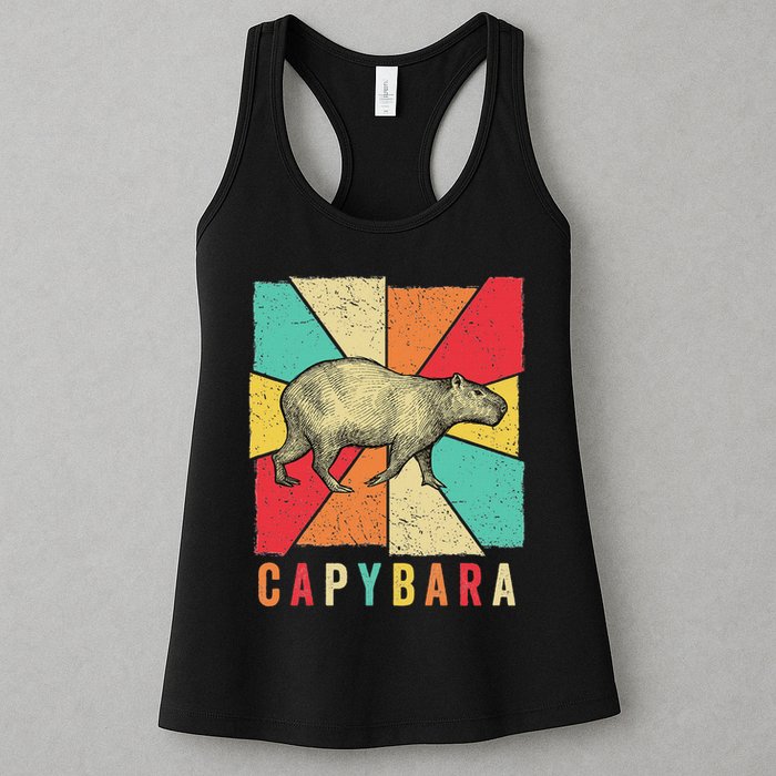 Retro Vintage Style Capybara Design Capybara Womens Tank Top