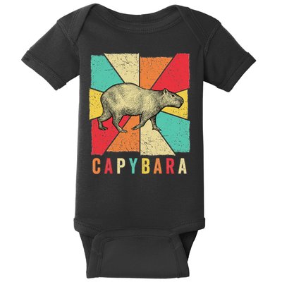 Retro Vintage Style Capybara Design Capybara Baby Bodysuit
