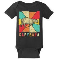 Retro Vintage Style Capybara Design Capybara Baby Bodysuit