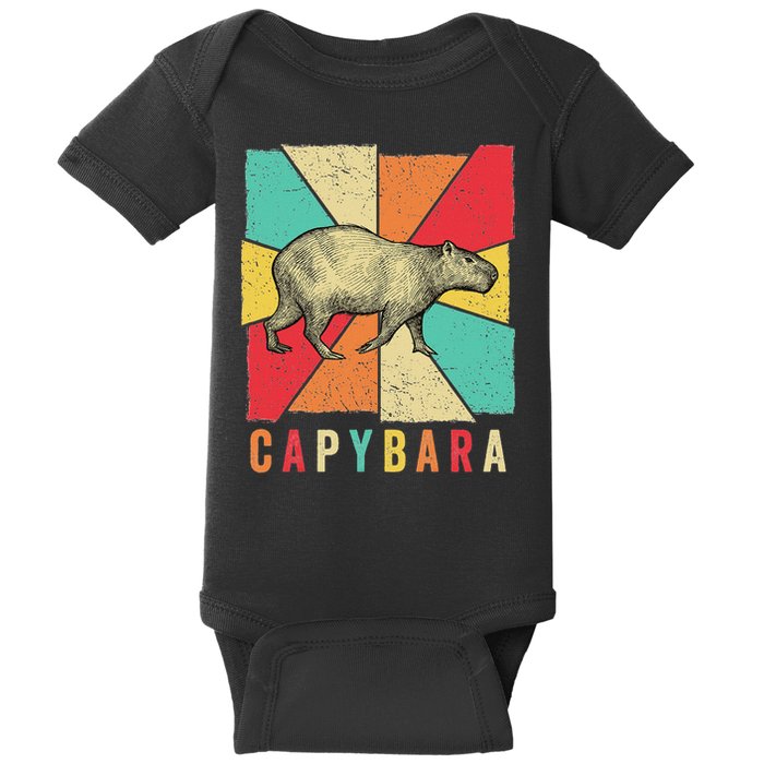 Retro Vintage Style Capybara Design Capybara Baby Bodysuit