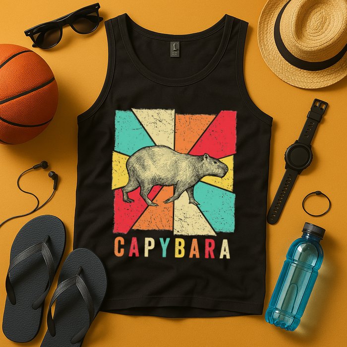 Retro Vintage Style Capybara Design Capybara Tank Top