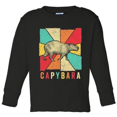 Retro Vintage Style Capybara Design Capybara Toddler Long Sleeve Shirt