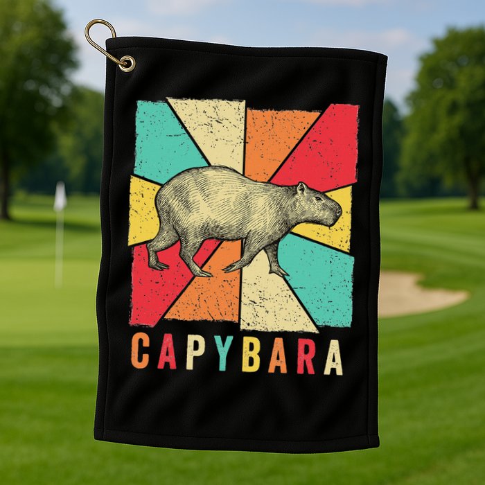 Retro Vintage Style Capybara Design Capybara Golf Towel