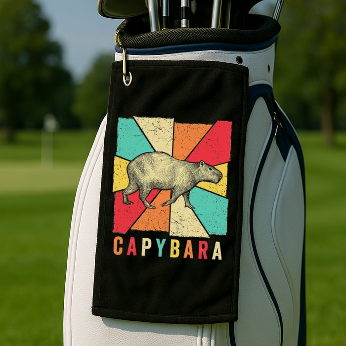 Retro Vintage Style Capybara Design Capybara Golf Towel