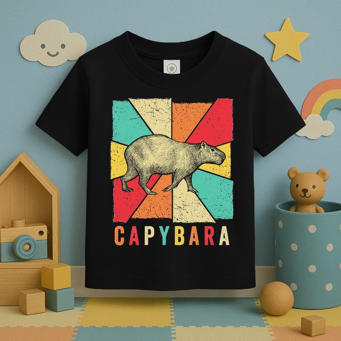 Retro Vintage Style Capybara Design Capybara Toddler T-Shirt