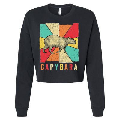 Retro Vintage Style Capybara Design Capybara Cropped Pullover Crew