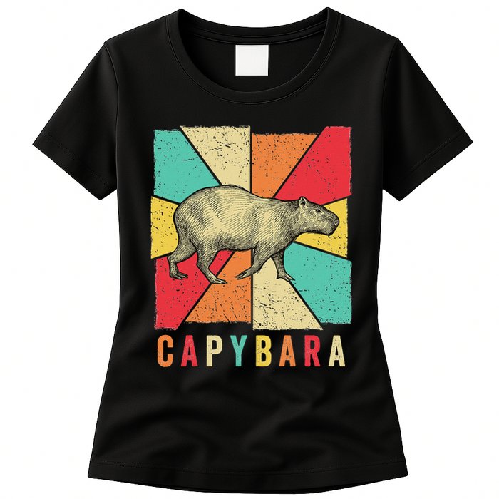 Retro Vintage Style Capybara Design Capybara Womens T-Shirt