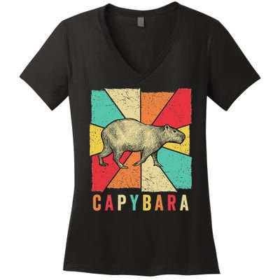 Retro Vintage Style Capybara Design Capybara Women's V-Neck T-Shirt
