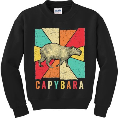 Retro Vintage Style Capybara Design Capybara Kids Sweatshirt