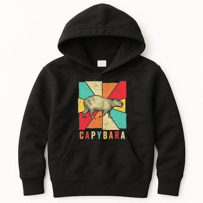 Retro Vintage Style Capybara Design Capybara Kids Hoodie