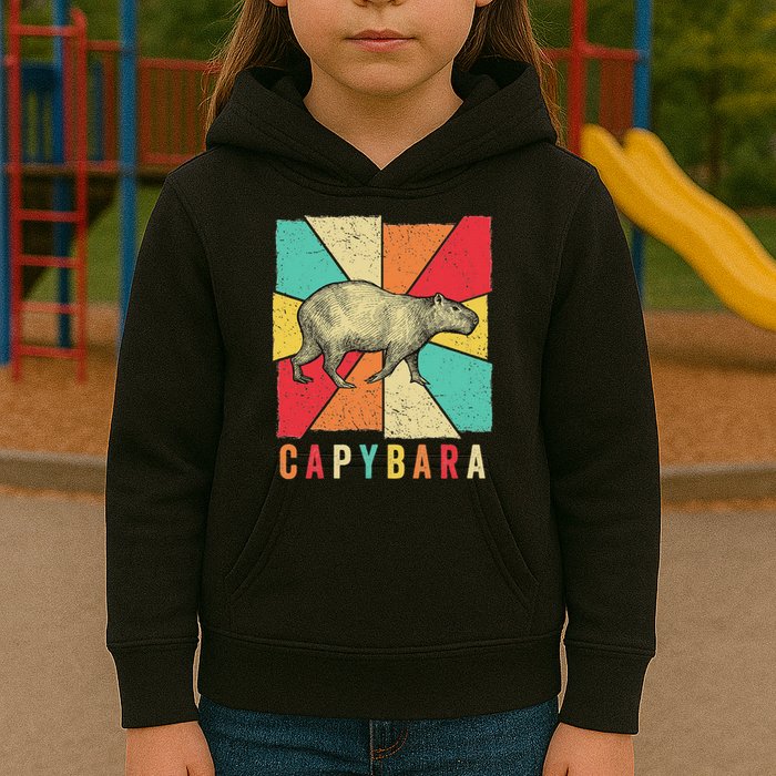 Retro Vintage Style Capybara Design Capybara Kids Hoodie