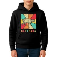 Retro Vintage Style Capybara Design Capybara Kids Hoodie
