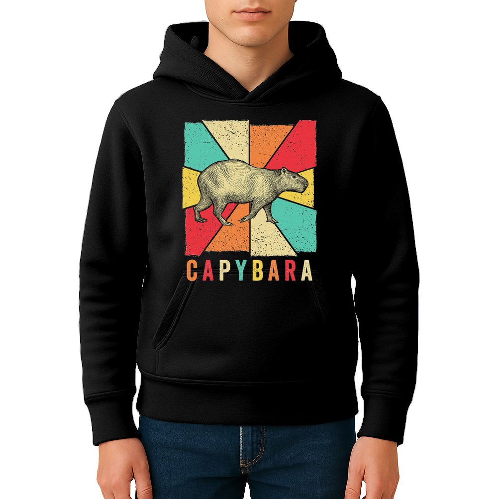 Retro Vintage Style Capybara Design Capybara Kids Hoodie