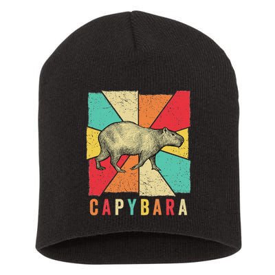 Retro Vintage Style Capybara Design Capybara Short Acrylic Beanie