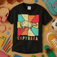 Retro Vintage Style Capybara Design Capybara Kids T-Shirt