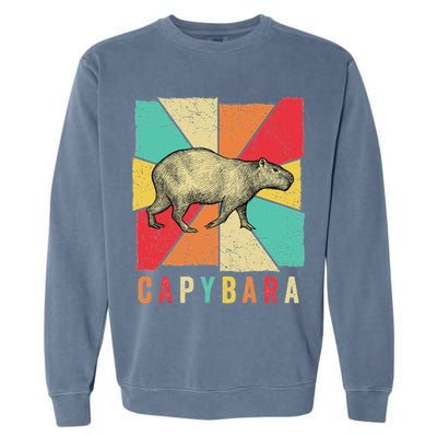 Retro Vintage Style Capybara Design Capybara Garment-Dyed Sweatshirt