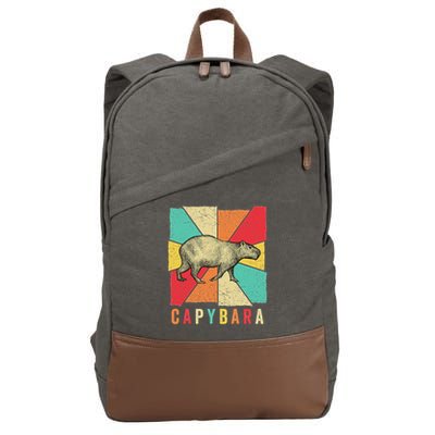 Retro Vintage Style Capybara Design Capybara Cotton Canvas Backpack