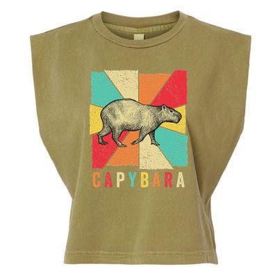 Retro Vintage Style Capybara Design Capybara Garment-Dyed Women's Muscle Tee