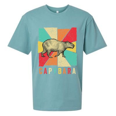 Retro Vintage Style Capybara Design Capybara Sueded Cloud Jersey T-Shirt