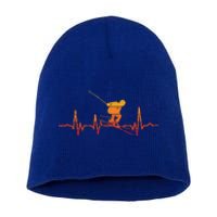 Retro Vintage Skiing Heartbeat Ski Lover Funny Skiers Funny Gift Short Acrylic Beanie