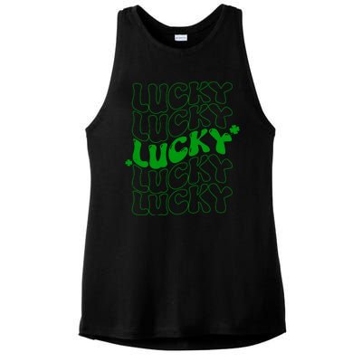 Retro Vintage St Patricks Day Lucky Ladies PosiCharge Tri-Blend Wicking Tank