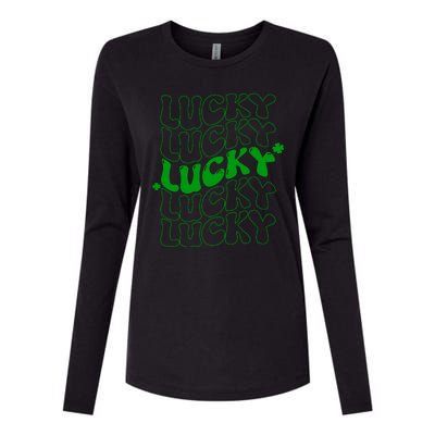 Retro Vintage St Patricks Day Lucky Womens Cotton Relaxed Long Sleeve T-Shirt