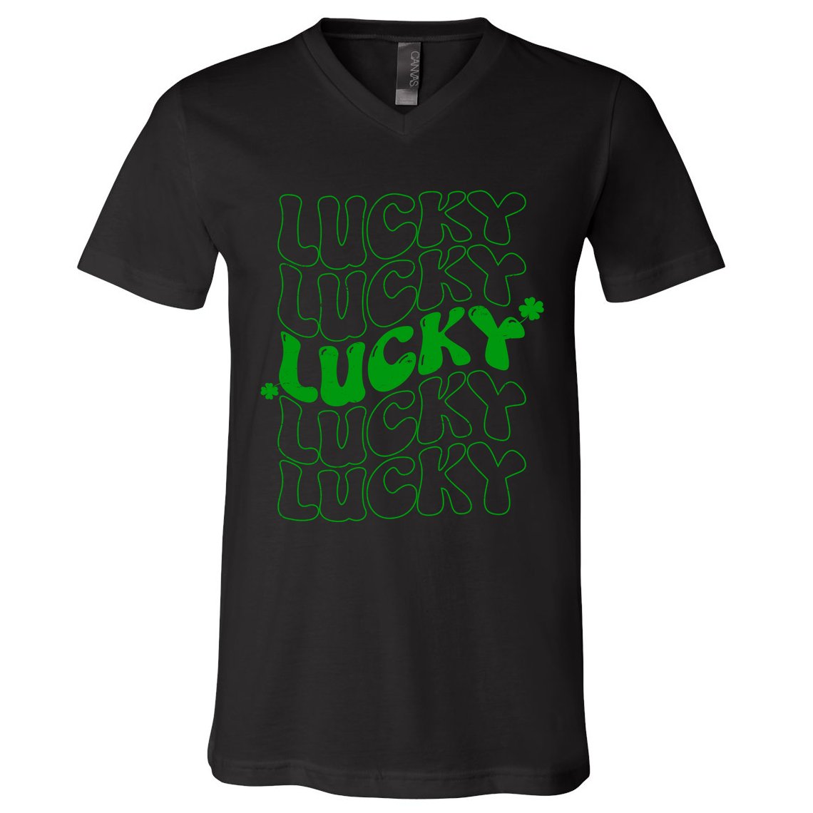 Retro Vintage St Patricks Day Lucky V-Neck T-Shirt