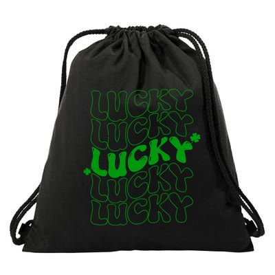 Retro Vintage St Patricks Day Lucky Drawstring Bag
